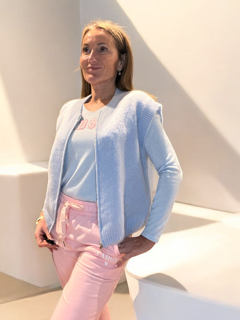 Gilet Zip bleu ciel