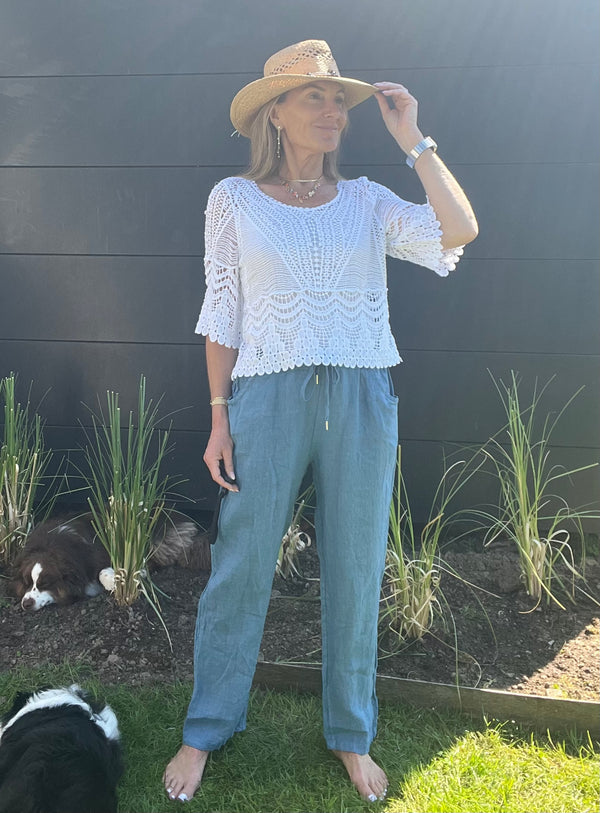 Pantalon Lino bleu jeans