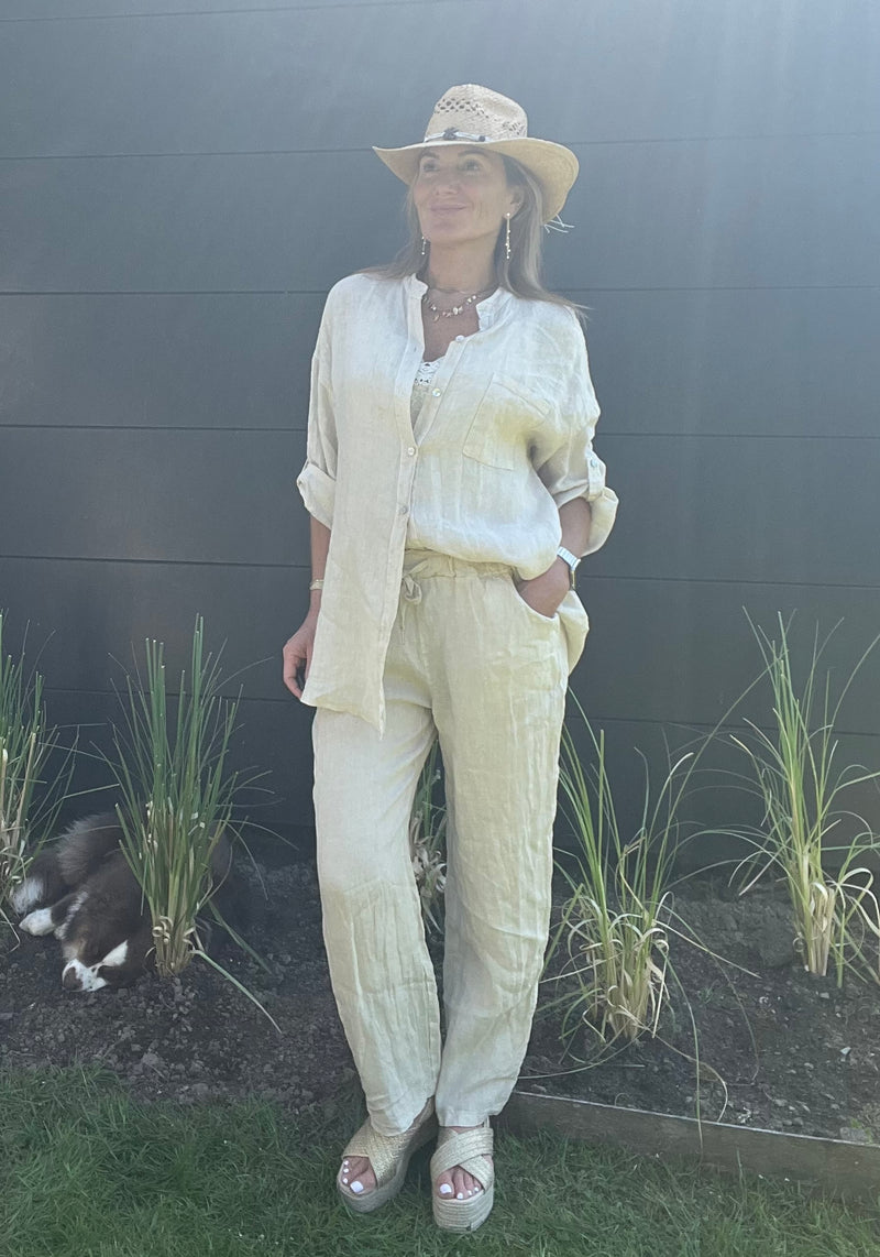 Pantalon Lino Ficelle