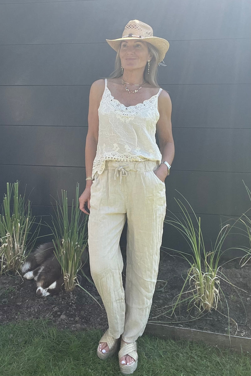 Pantalon Lino Ficelle