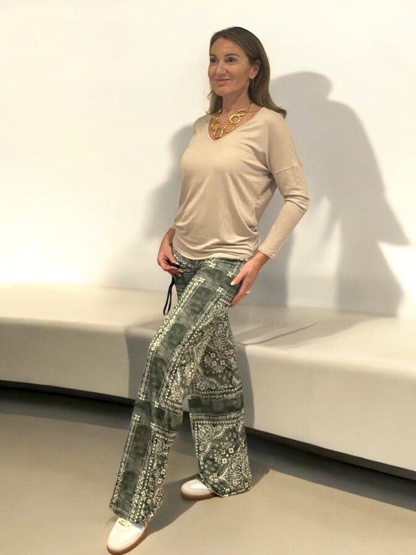 Pantalon Be Fun bandana kaki clair