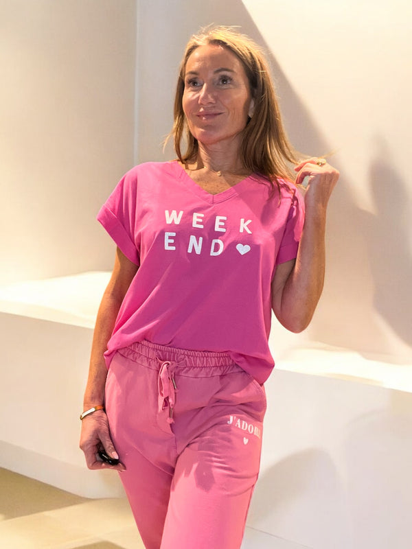 T- Shirt Week-end fushia