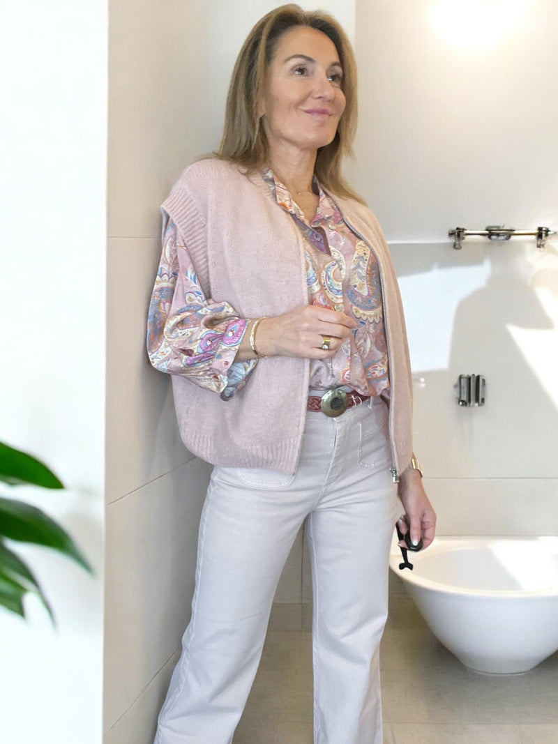 Gilet Zip rose