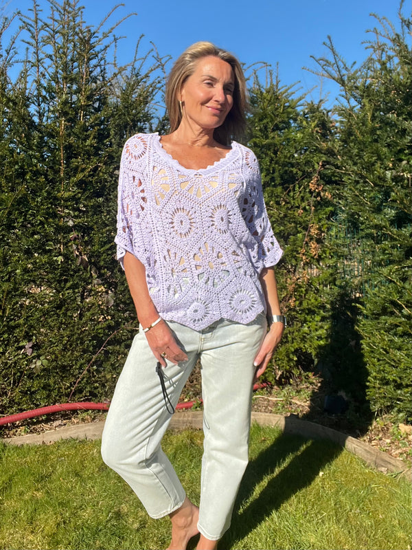 Pull Crochet Hena Parme💜