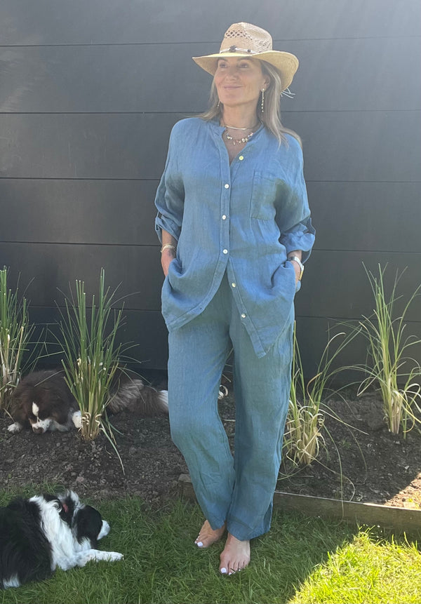 Pantalon Lino bleu jeans