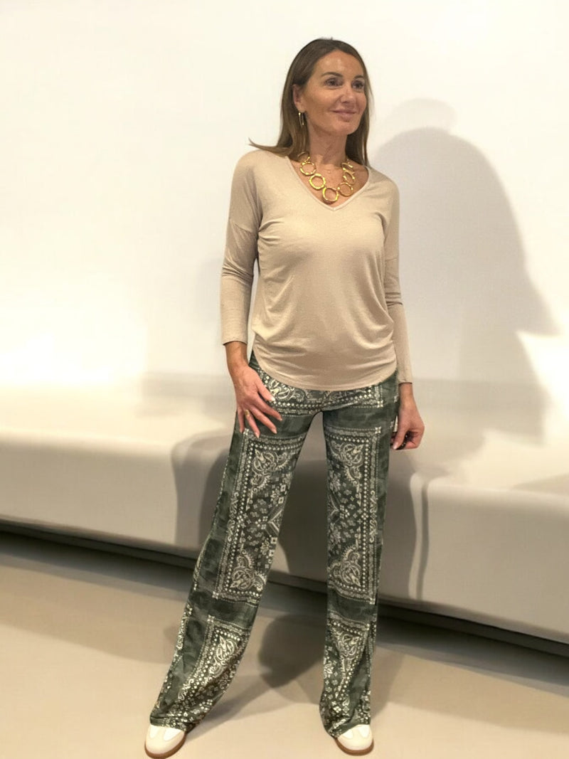 Pantalon Be Fun bandana kaki clair
