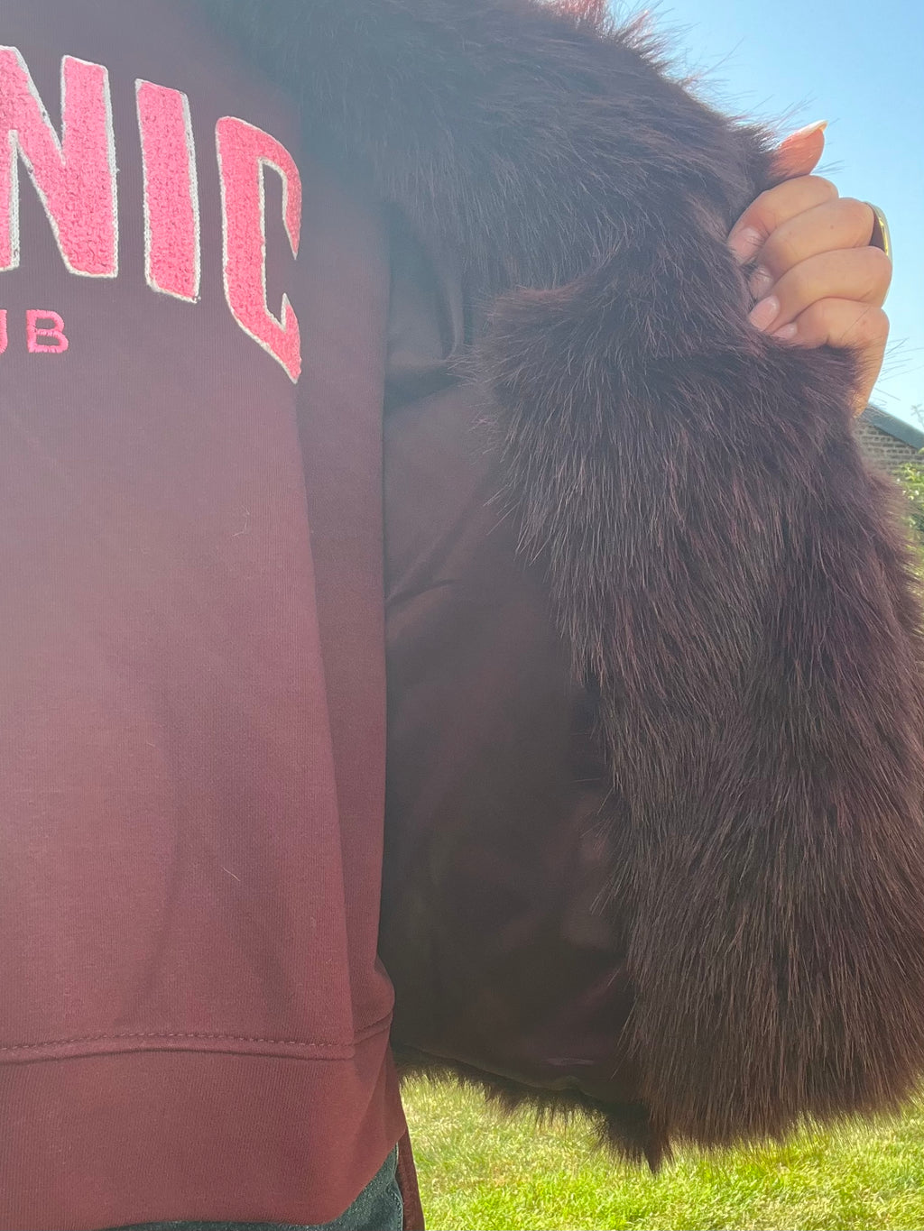Veste fourrure bordeaux
