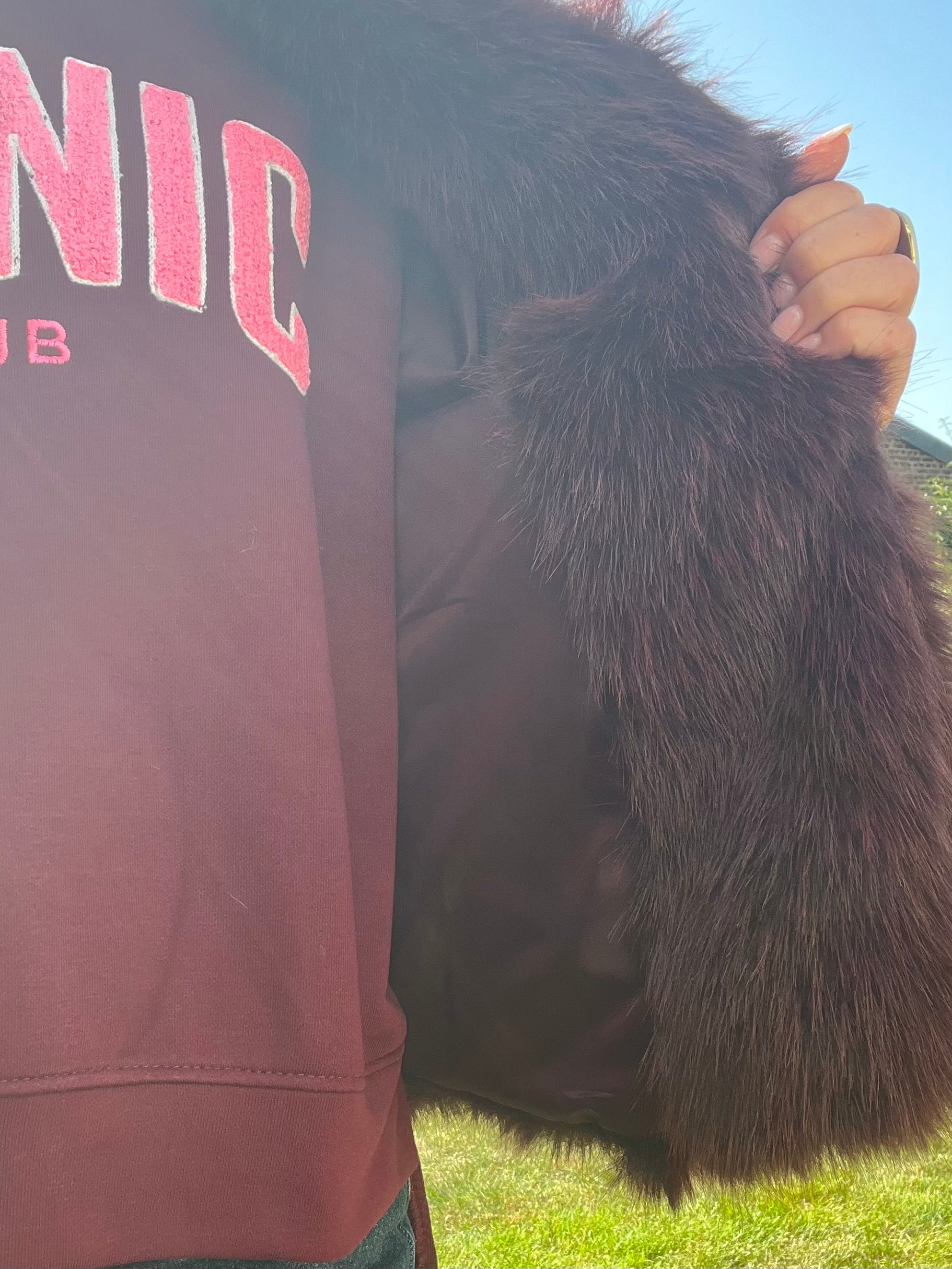 Veste fourrure bordeaux