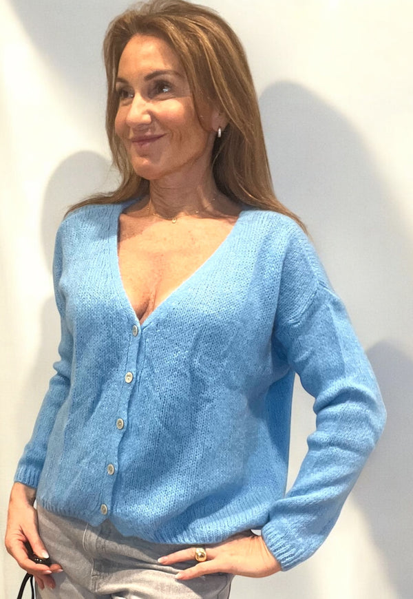 Gilet Mohair bleu ciel