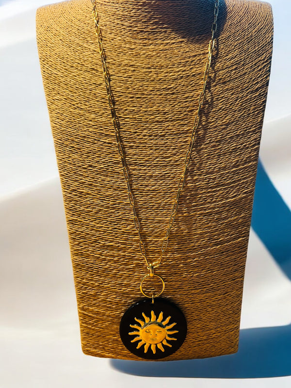 Sautoir pastille noir soleil