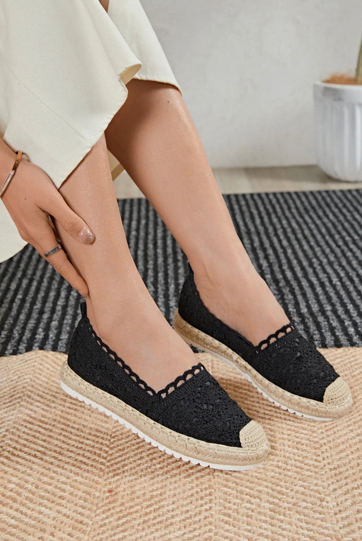 Espadrilles brodées noir