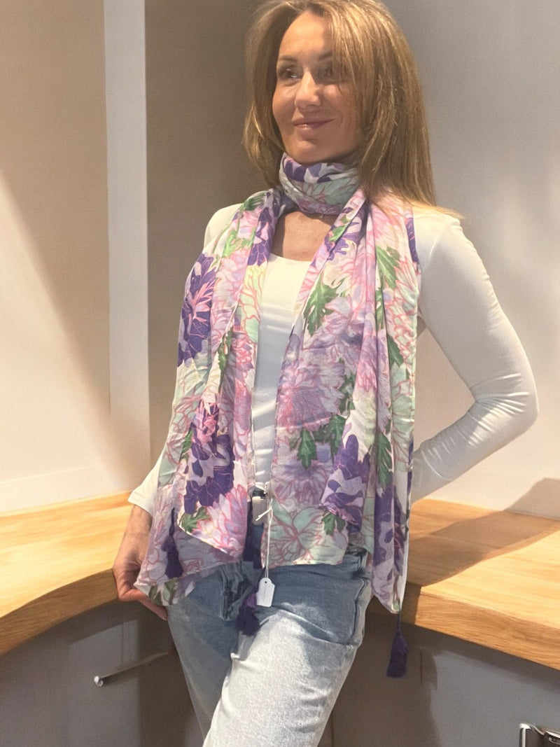 Foulards fleurs parme