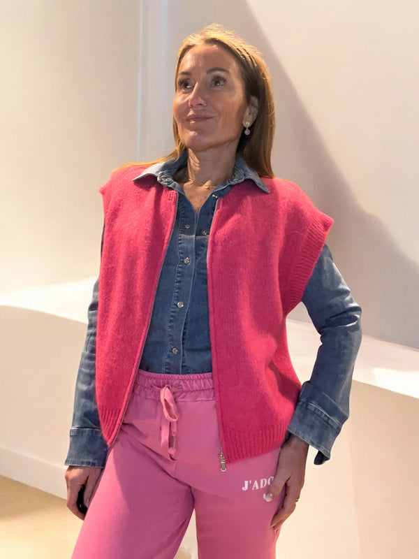 Gilet zip fushia