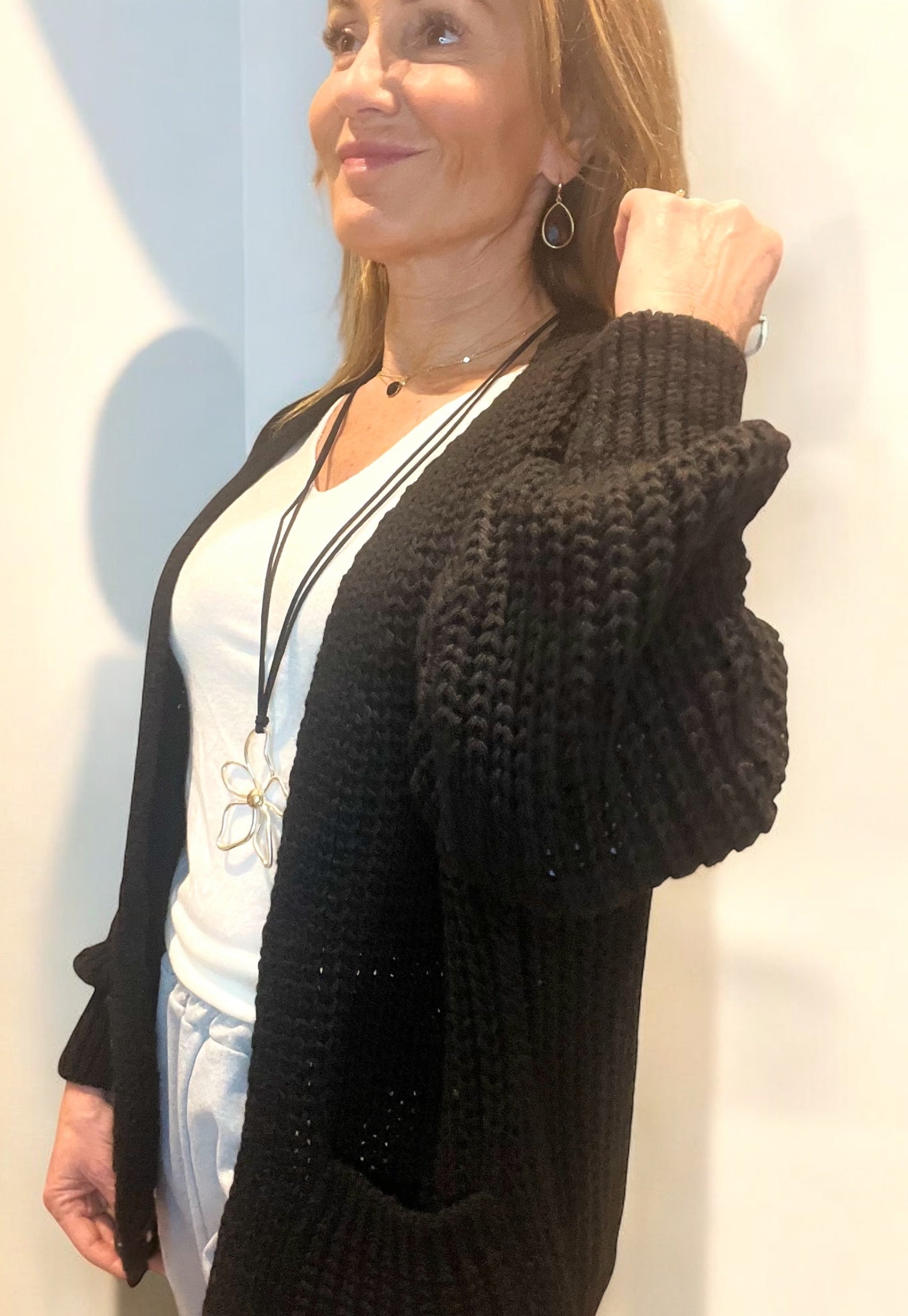 Gilet grosse maille noir
