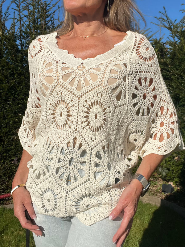 Pull Crochet Hena beige
