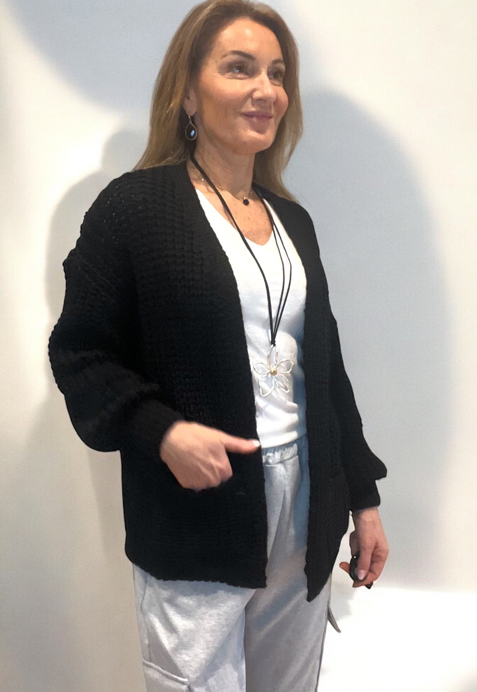 Gilet grosse maille noir
