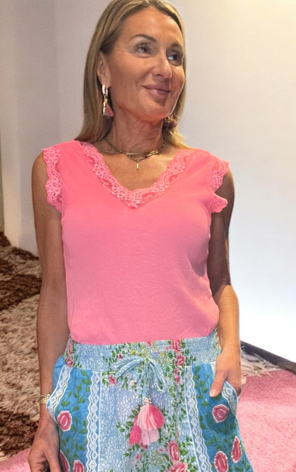 Top Juliette rose fluo